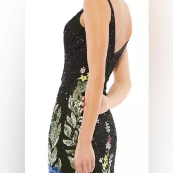 Mac Duggal - 5475 V-Neck Floral Appliqued Black Floral Dress 16 NWT - Picture 4 of 10